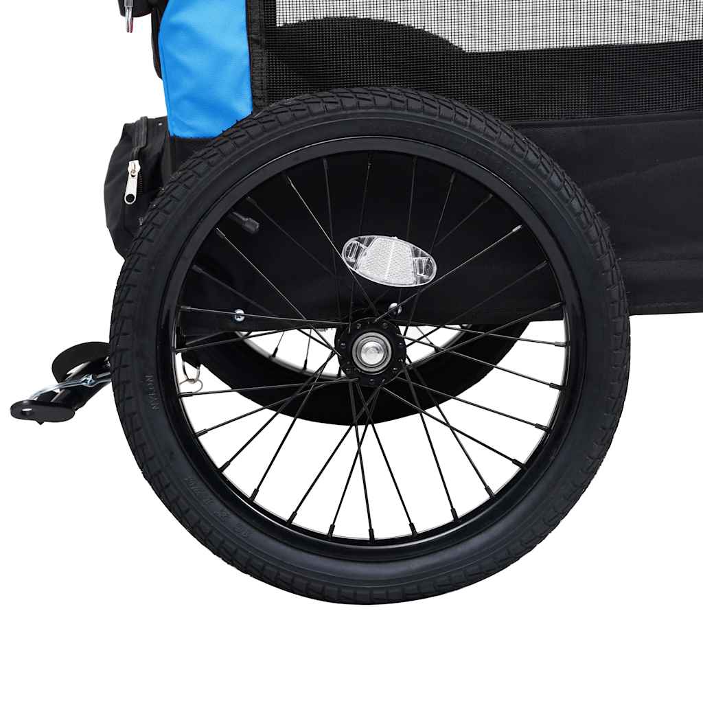 Reboque bicicletas/carrinho para animais 2-em-1 azul/preto