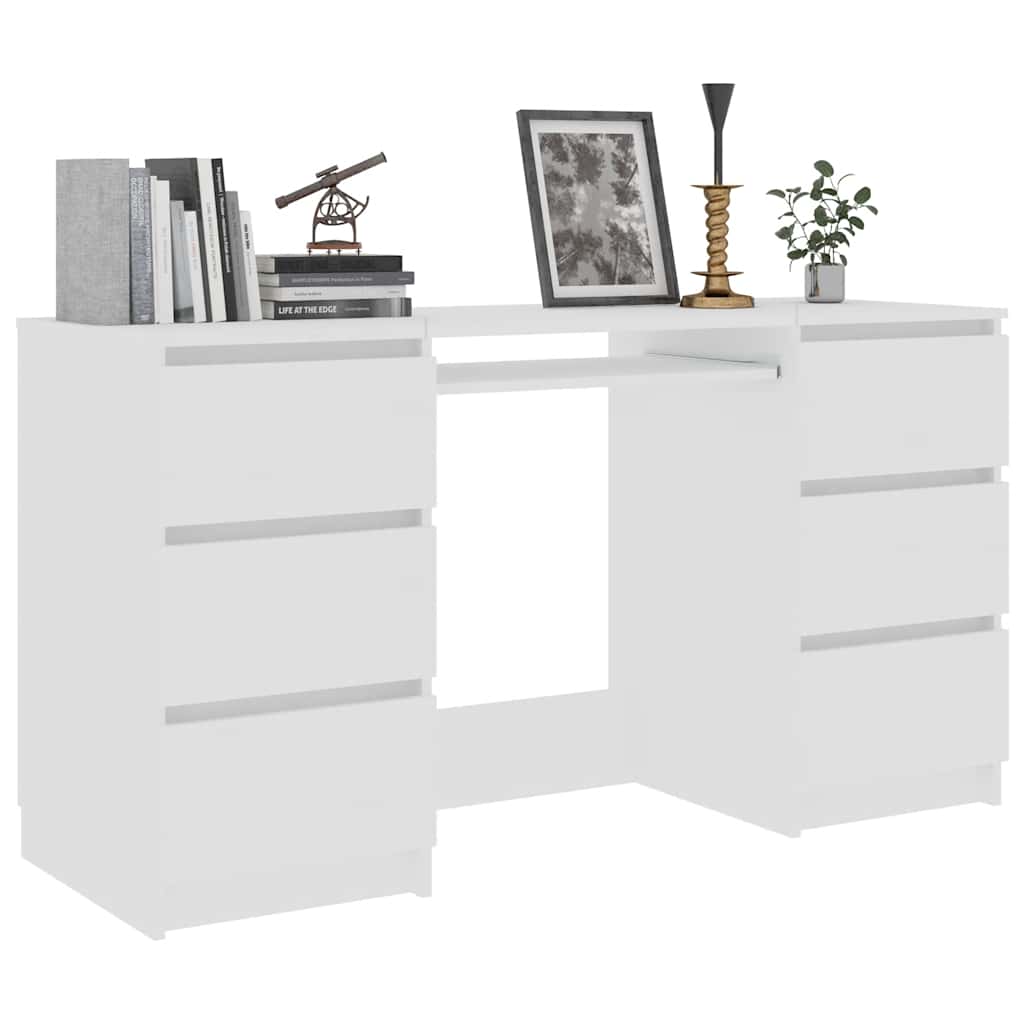 Secretária 140x50x77 cm contraplacado branco e carvalho sonoma