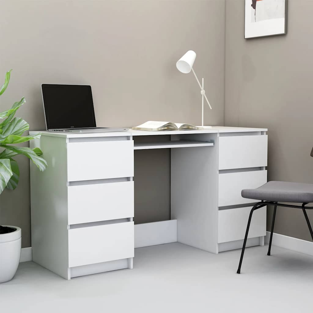 Secretária 140x50x77 cm contraplacado branco e carvalho sonoma