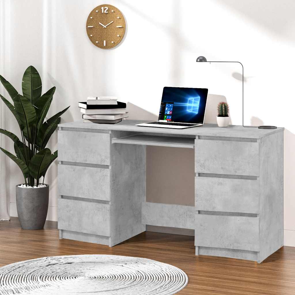 Secretária 140x50x77 cm contraplacado branco e carvalho sonoma