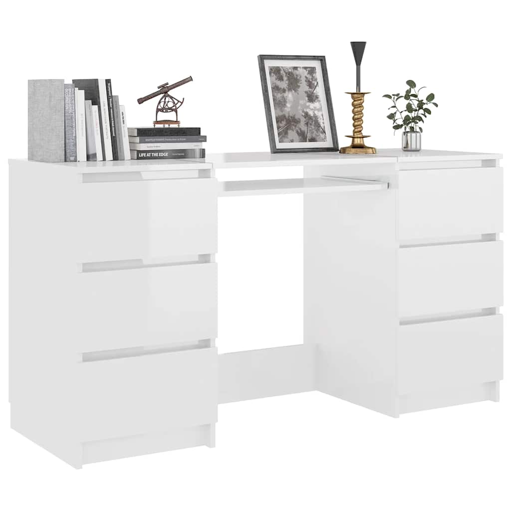 Secretária 140x50x77 cm contraplacado branco e carvalho sonoma
