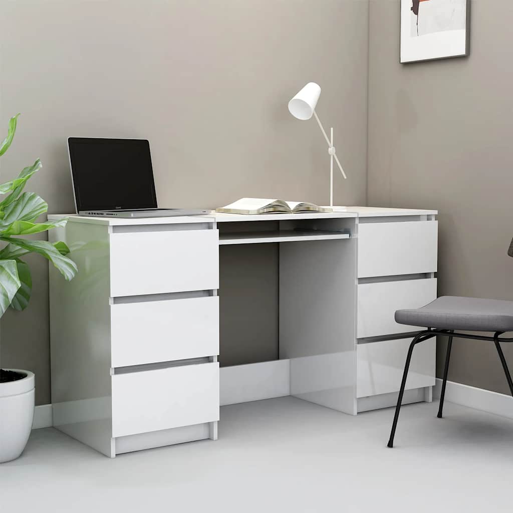 Secretária 140x50x77 cm contraplacado branco e carvalho sonoma