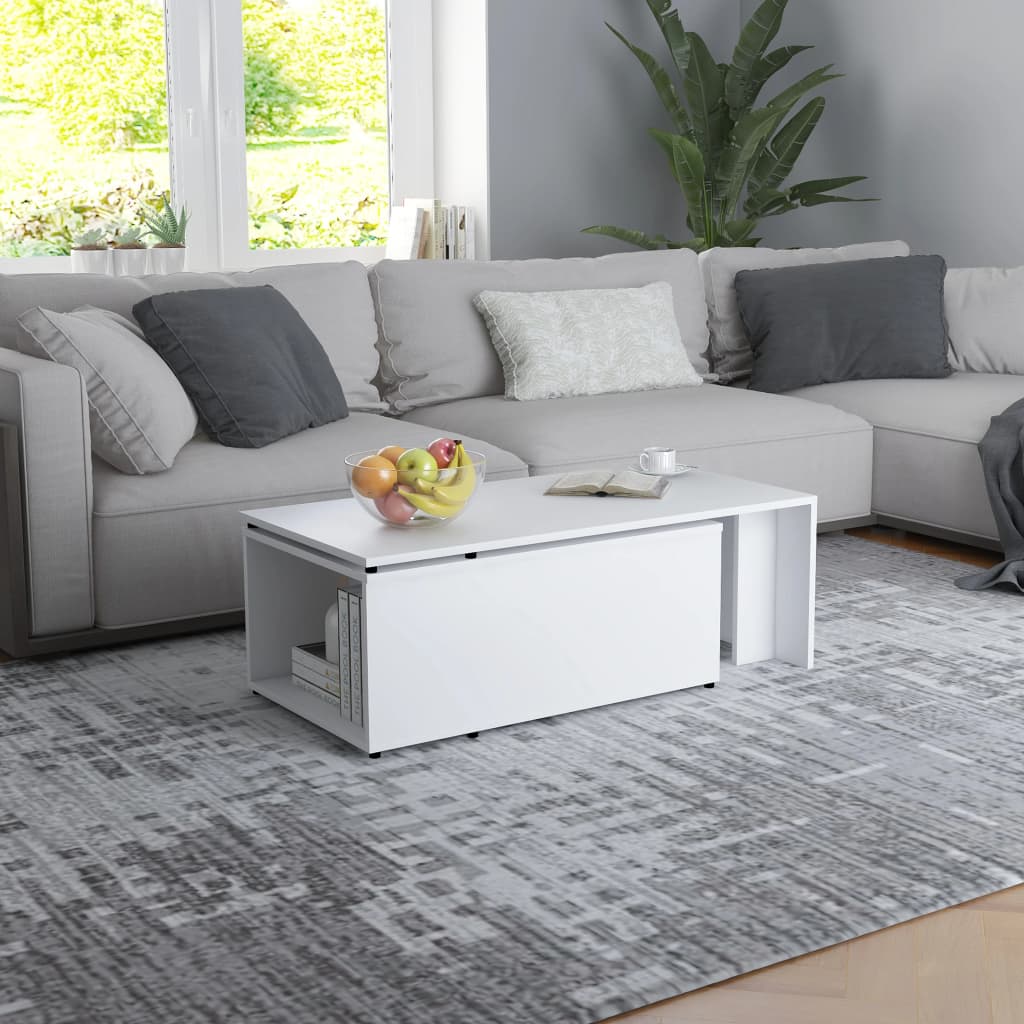 Mesa de centro 150x50x35 cm derivados madeira branco brilhante