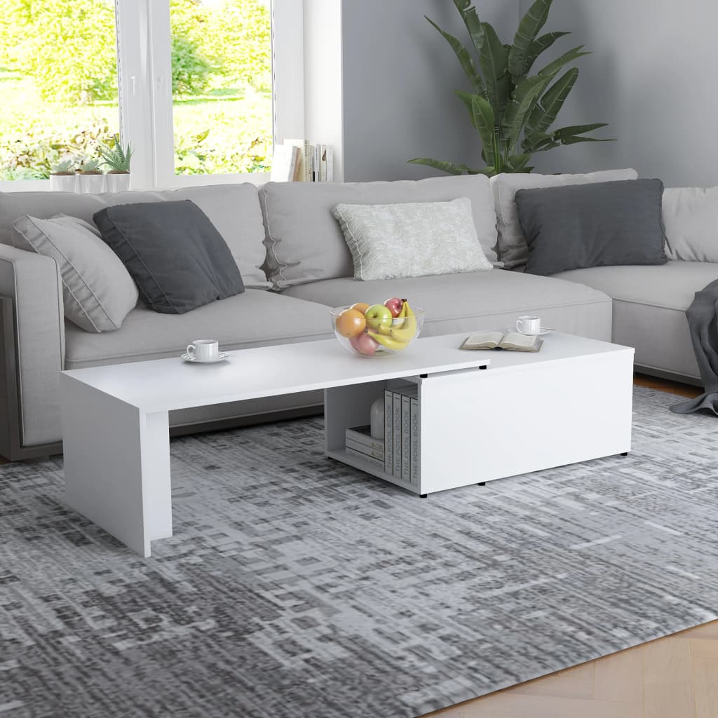 Mesa de centro 150x50x35 cm derivados madeira branco brilhante