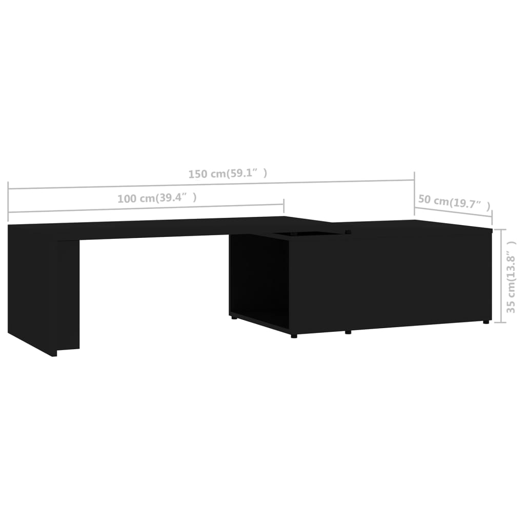 Mesa de centro 150x50x35 cm derivados madeira branco brilhante
