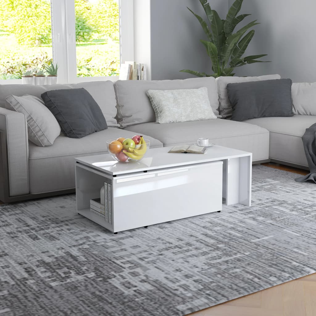 Mesa de centro 150x50x35 cm derivados madeira branco brilhante