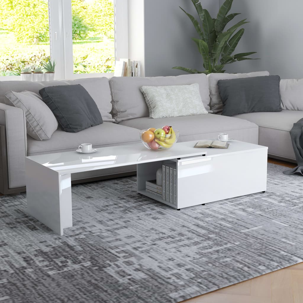 Mesa de centro 150x50x35 cm derivados madeira branco brilhante