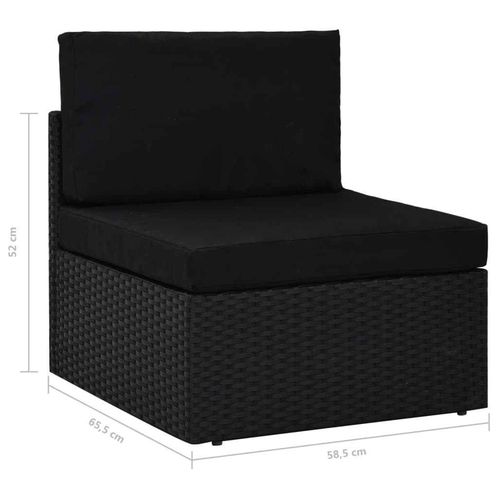 2 pcs conjunto lounge para jardim vime PE preto