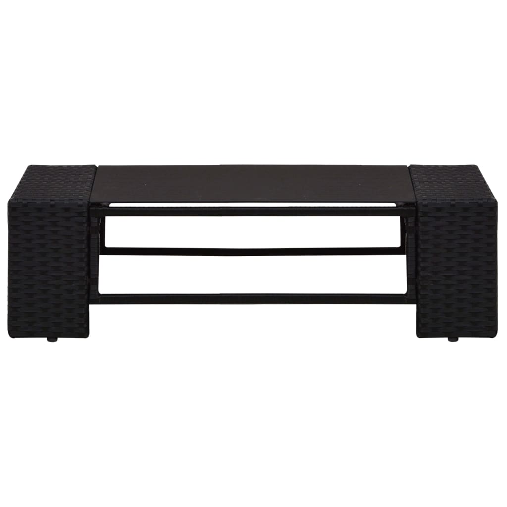 2 pcs conjunto lounge para jardim vime PE preto