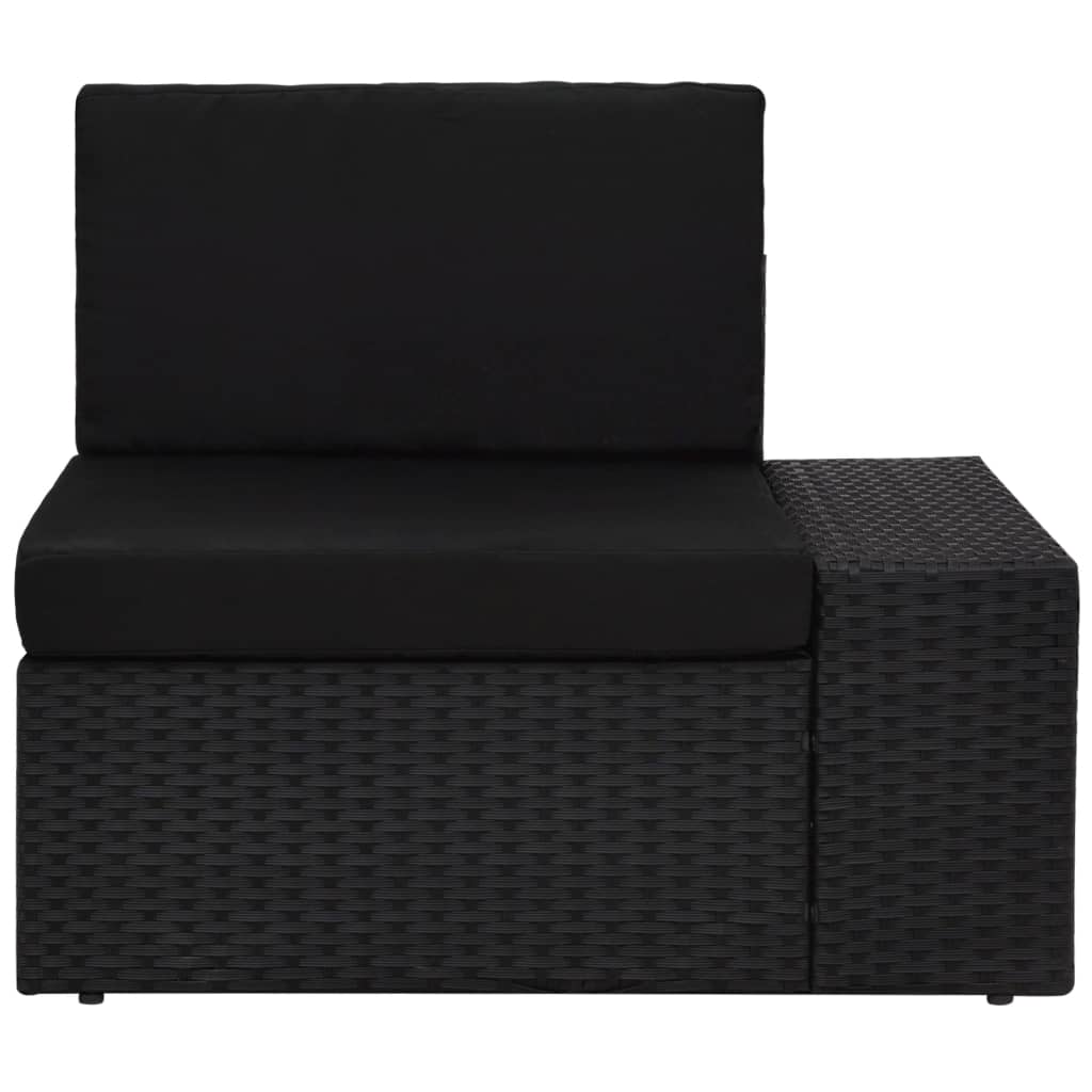 3 pcs conjunto lounge para jardim vime PE preto