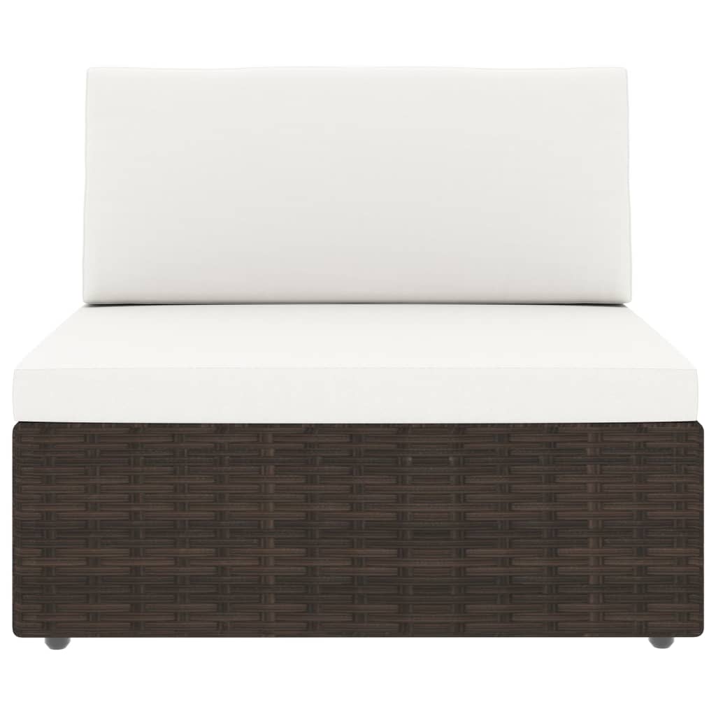 2 pcs conjunto lounge para jardim vime PE castanho