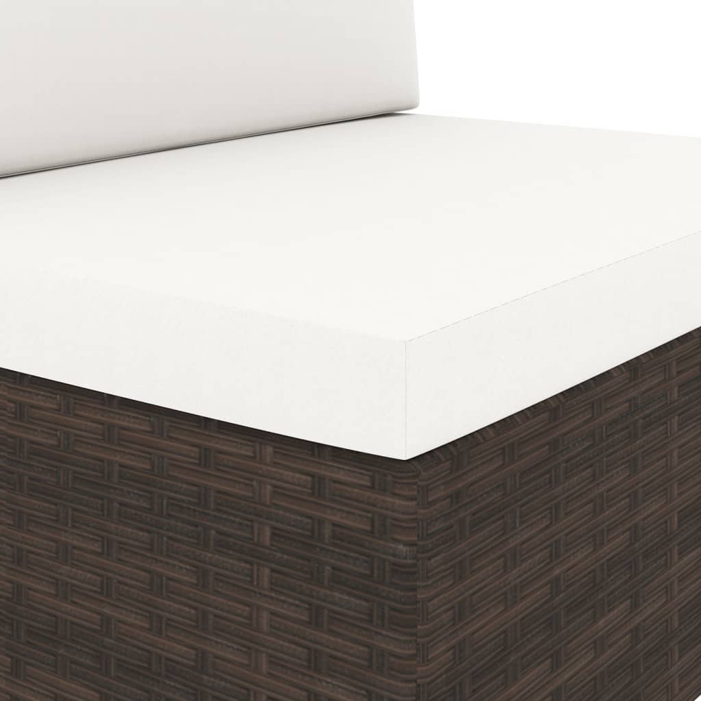 2 pcs conjunto lounge para jardim vime PE castanho