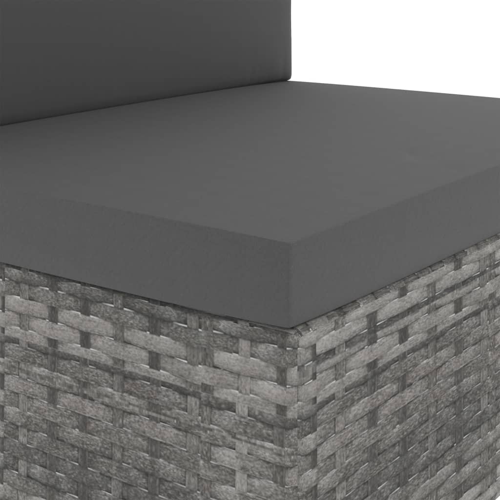 2 pcs conjunto lounge de jardim vime PE cinzento