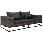2 pcs conjunto sofás de jardim c/ almofadões vime PE cinzento