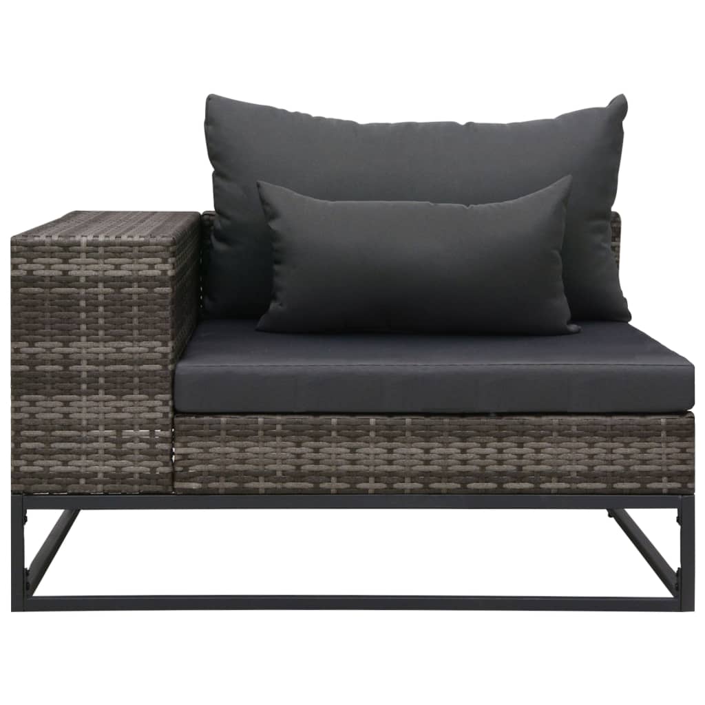 2 pcs conjunto sofás de jardim c/ almofadões vime PE cinzento