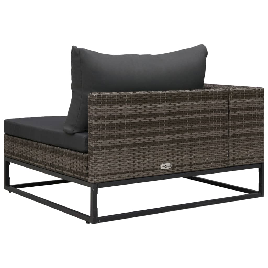 2 pcs conjunto sofás de jardim c/ almofadões vime PE cinzento