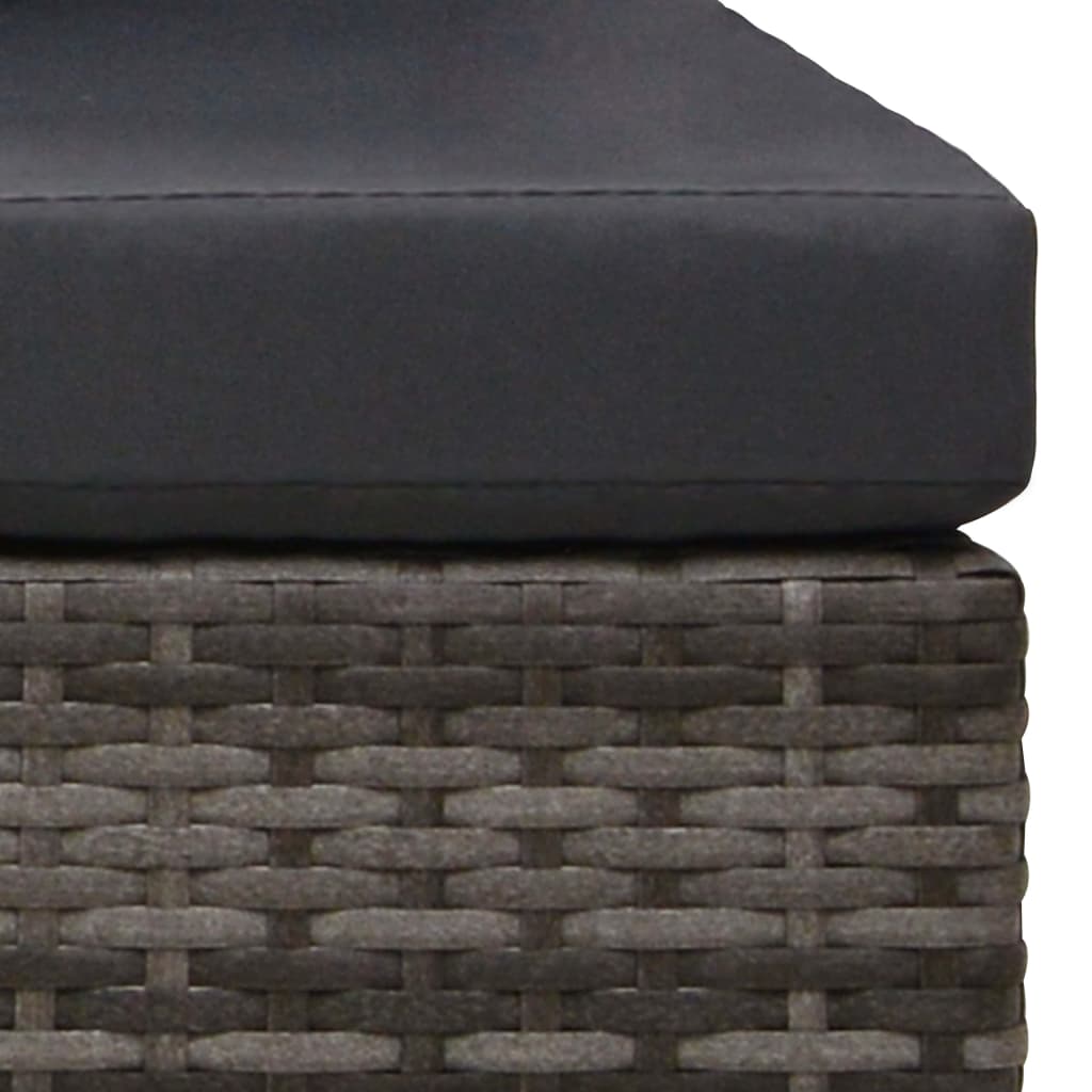 3 pcs conjunto sofás de jardim c/ almofadões vime PE cinzento