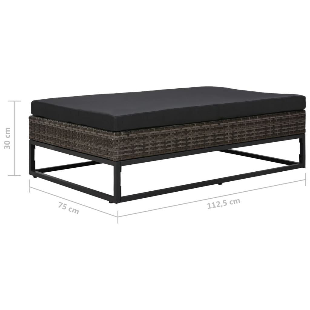 5 pcs conjunto sofás de jardim c/ almofadões vime PE cinzento