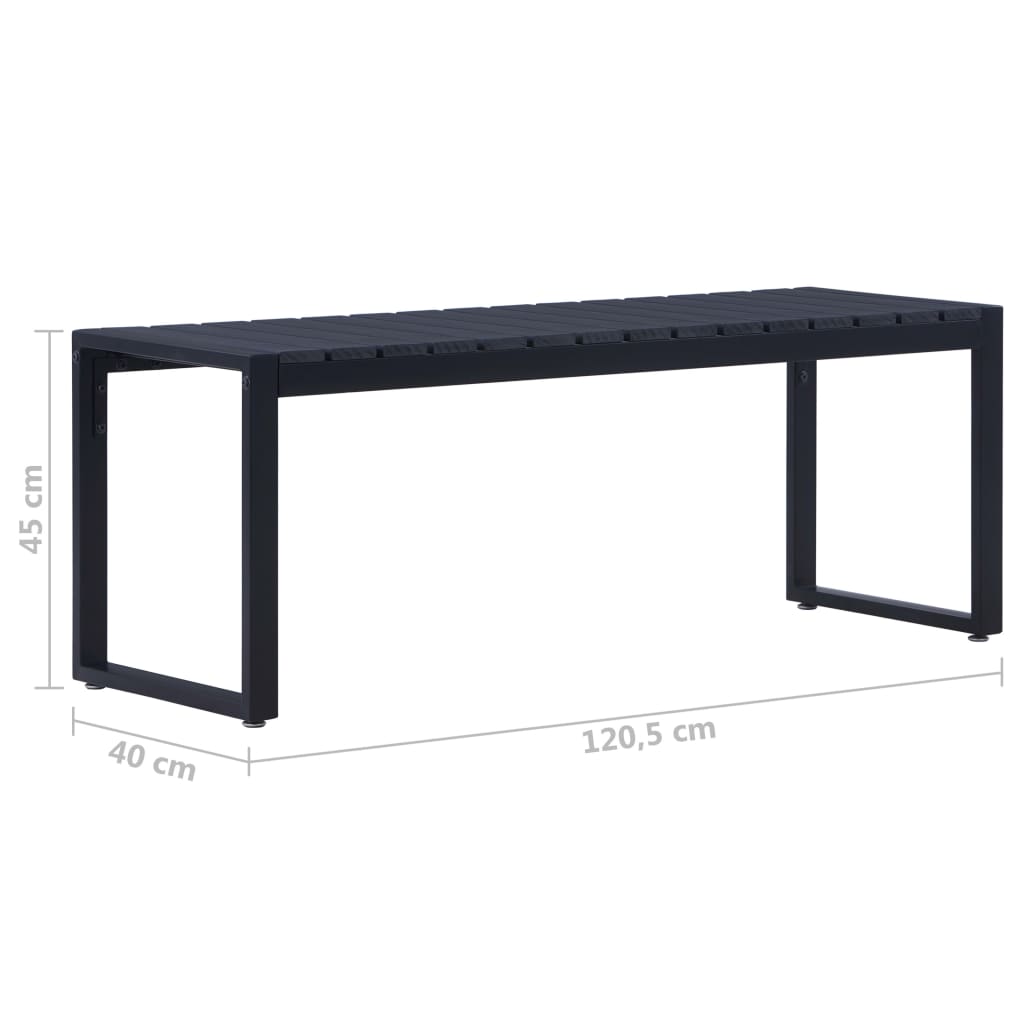 Banco jardim 120,5 cm placa de PS preto