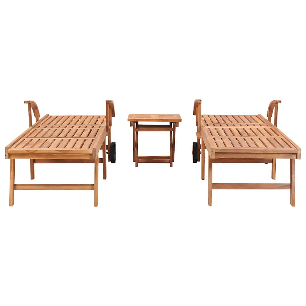 Espreguiçadeiras com mesa 2 pcs madeira de teca maciça