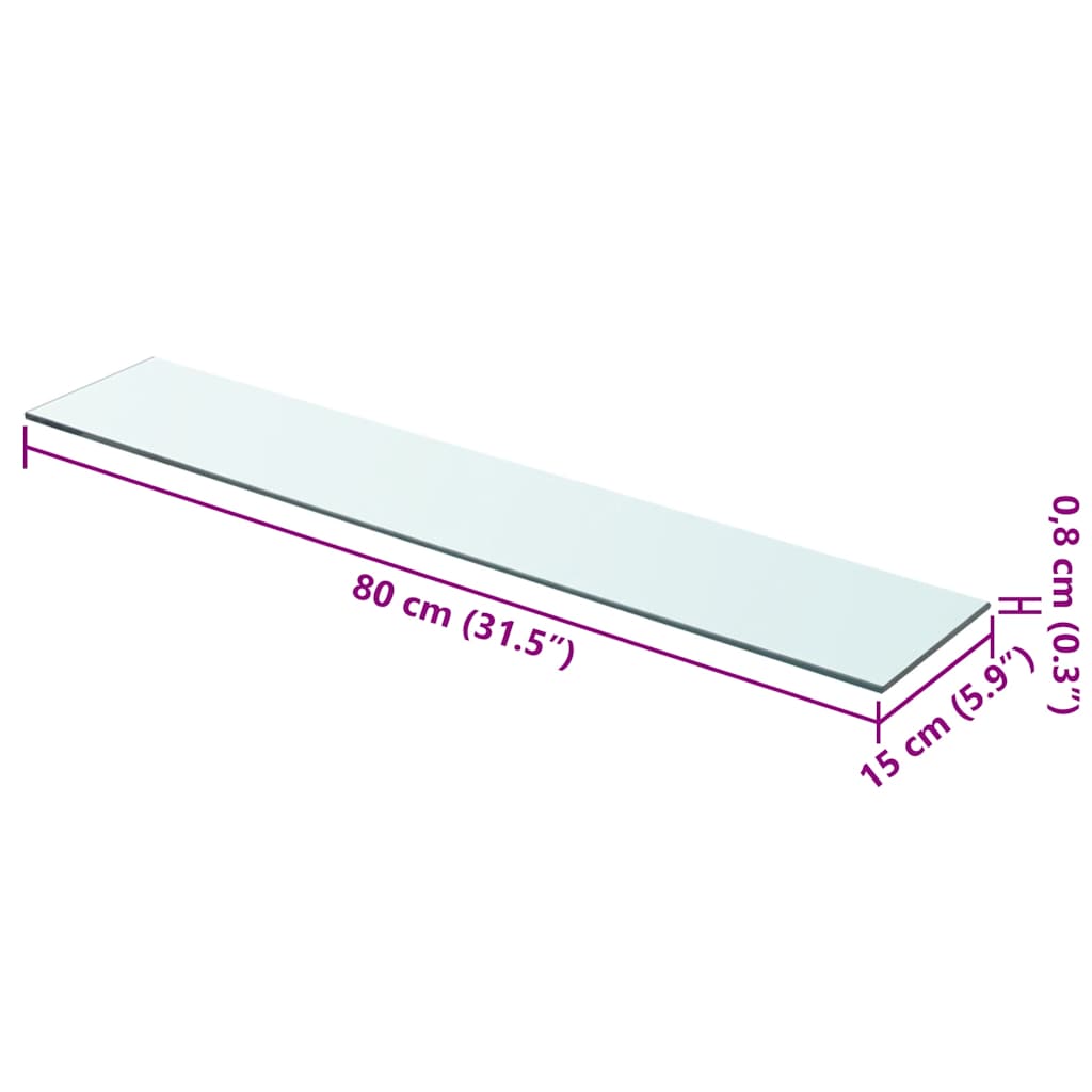 Prateleiras 2 pcs 80x15 cm vidro transparente