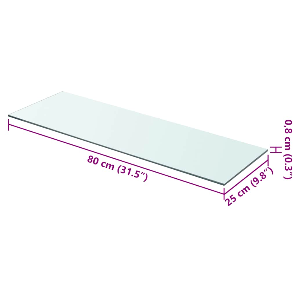 Prateleiras 2 pcs 80x25 cm vidro transparente