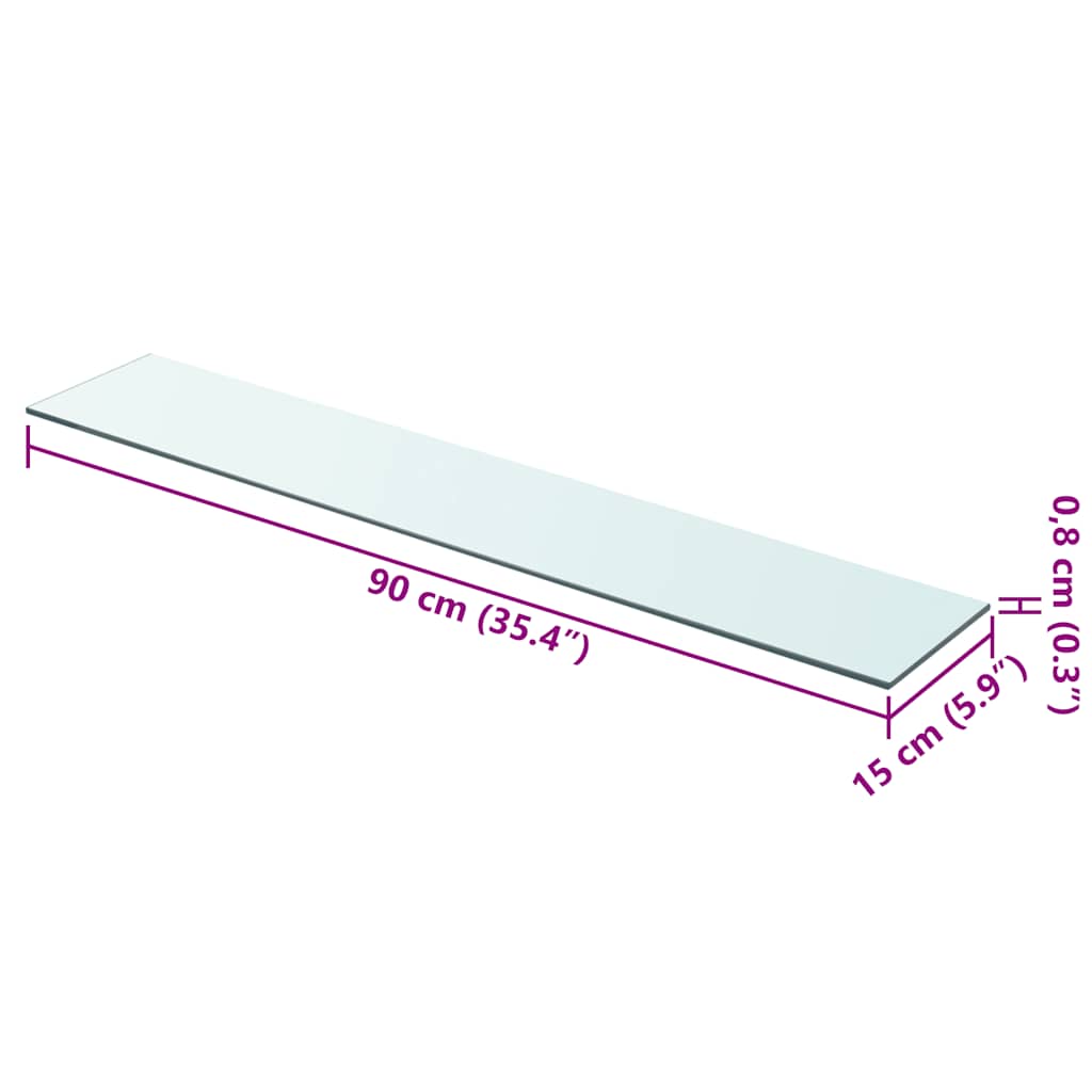 Prateleiras 2 pcs 90x15 cm vidro transparente