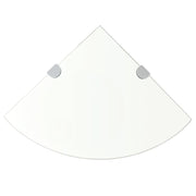 Prateleiras canto 2pcs suportes cromados 35x35cm vidro transp.