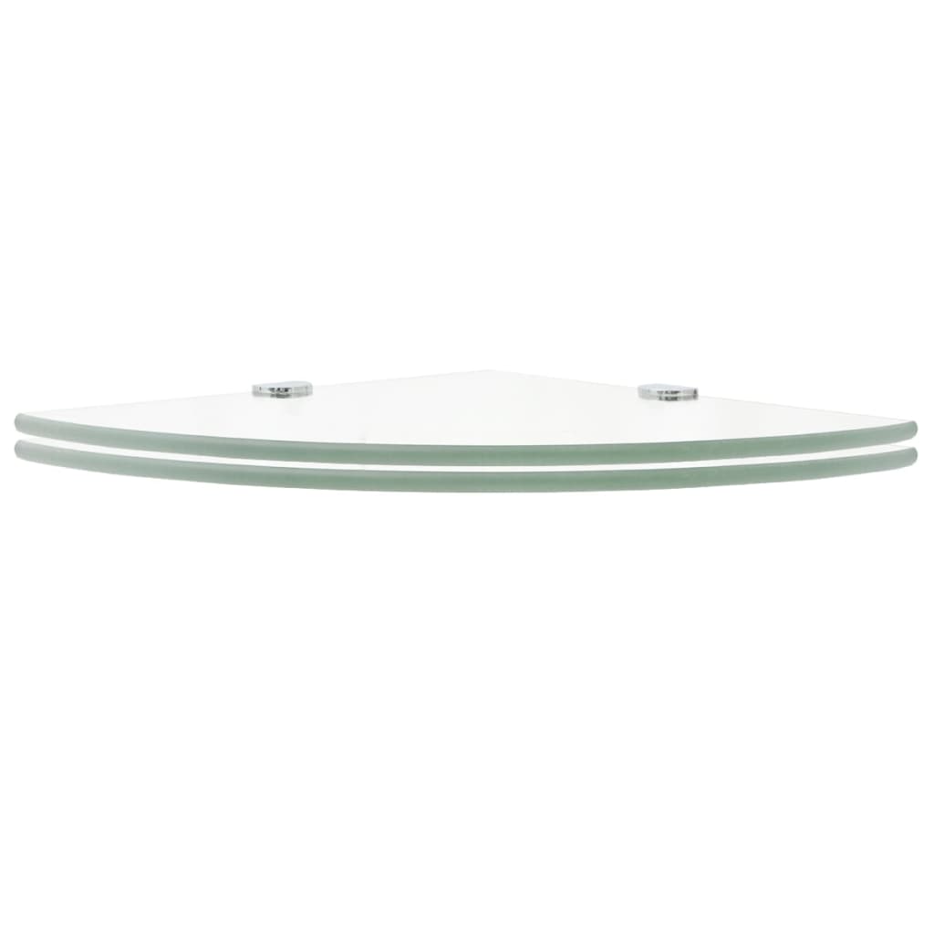 Prateleiras canto 2pcs suportes cromados 35x35cm vidro transp.