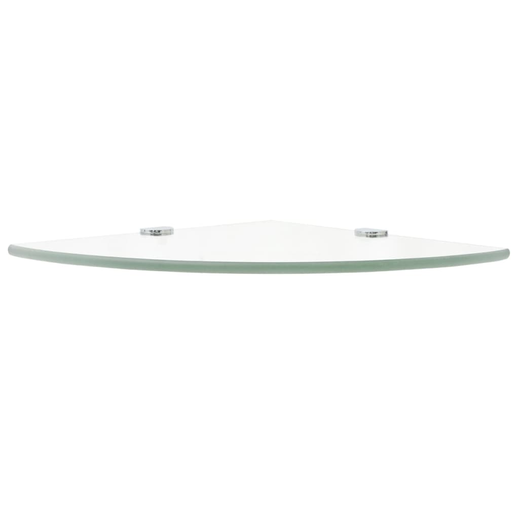Prateleiras canto 2pcs suportes cromados 35x35cm vidro transp.