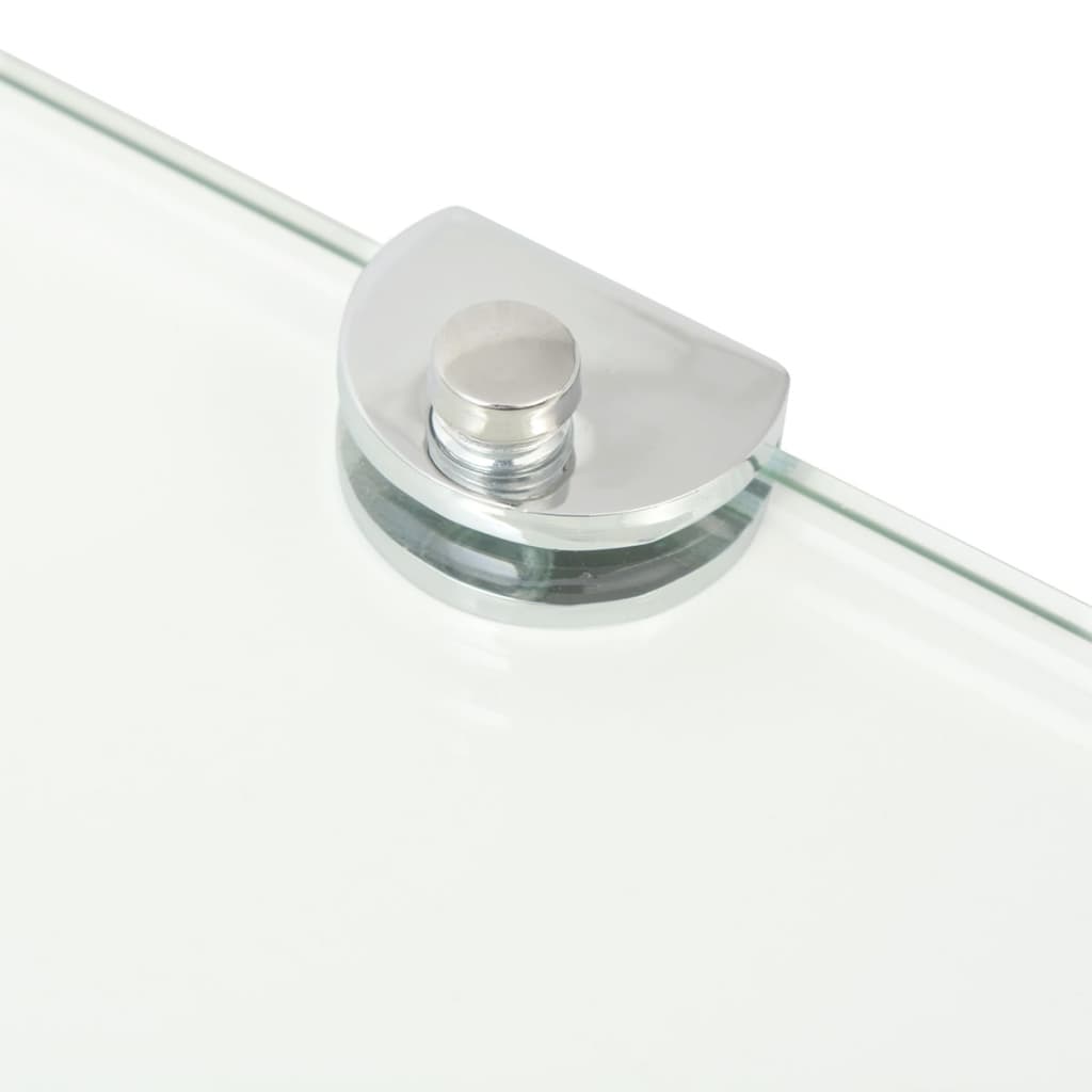 Prateleiras canto 2pcs suportes cromados 35x35cm vidro transp.