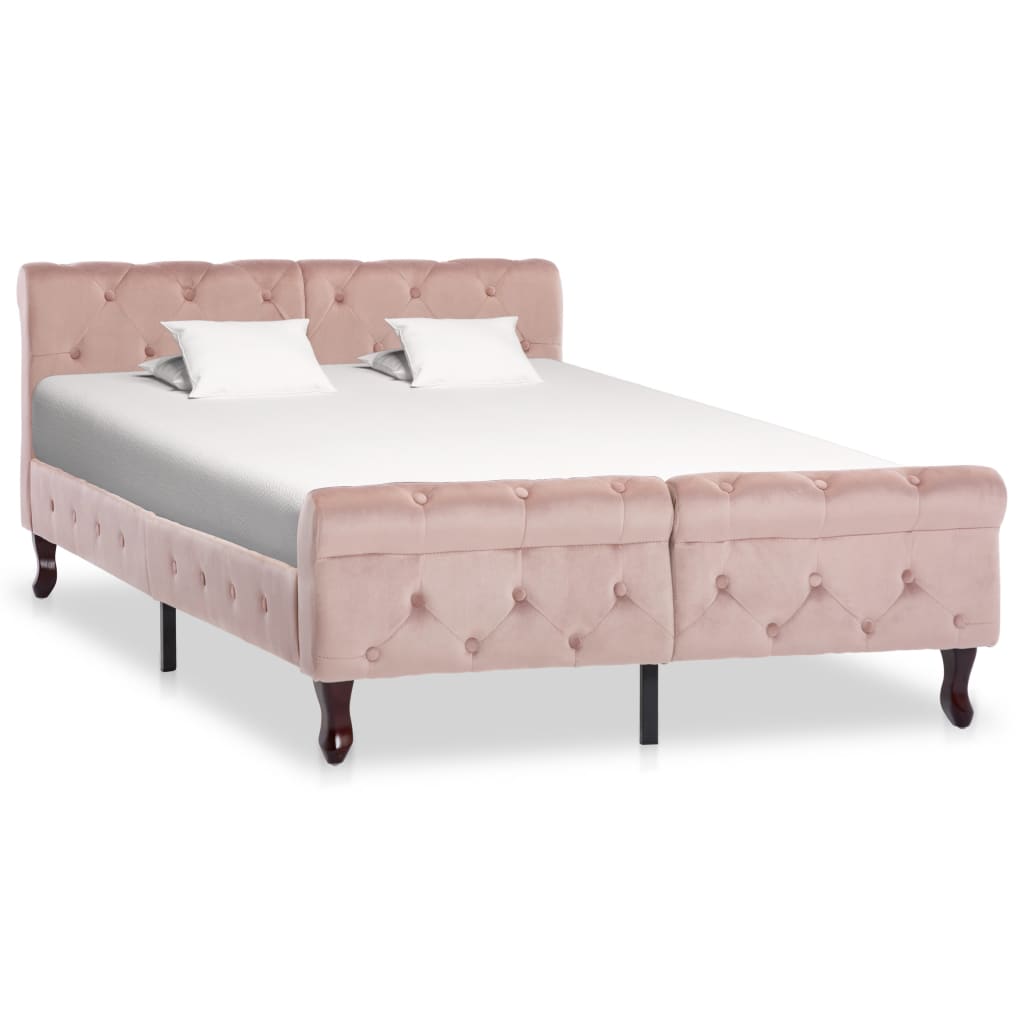 Estrutura de cama 120x200 cm veludo cor-de-rosa