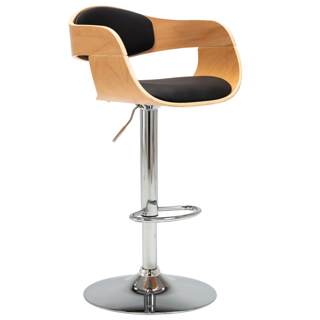 Bancos de bar 2 pcs madeira curvada e couro artificial creme