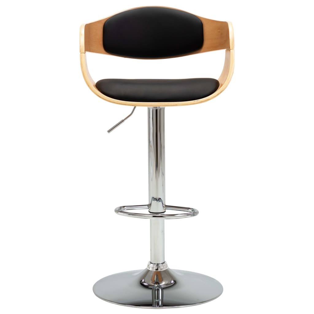 Bancos de bar 2 pcs madeira curvada e couro artificial creme
