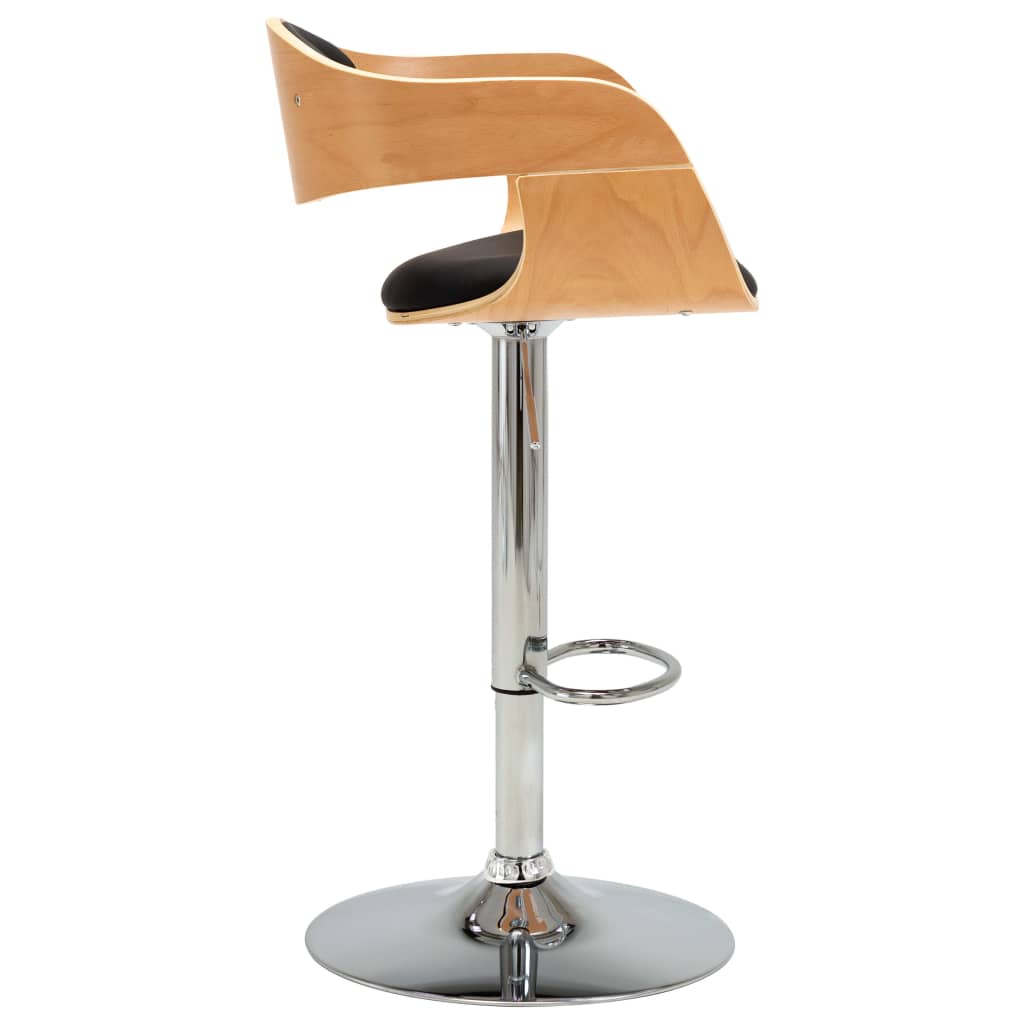 Bancos de bar 2 pcs madeira curvada e couro artificial creme