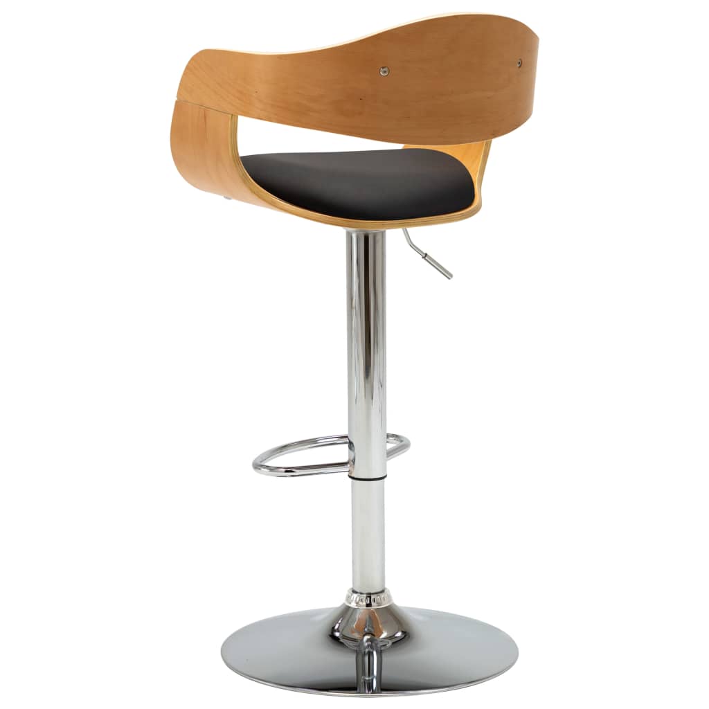 Bancos de bar 2 pcs madeira curvada e couro artificial creme
