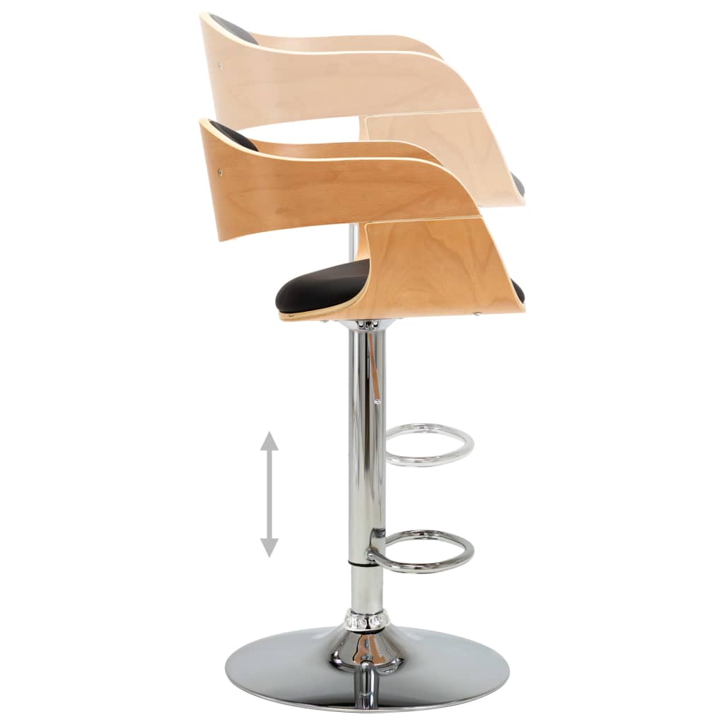 Bancos de bar 2 pcs madeira curvada e couro artificial creme