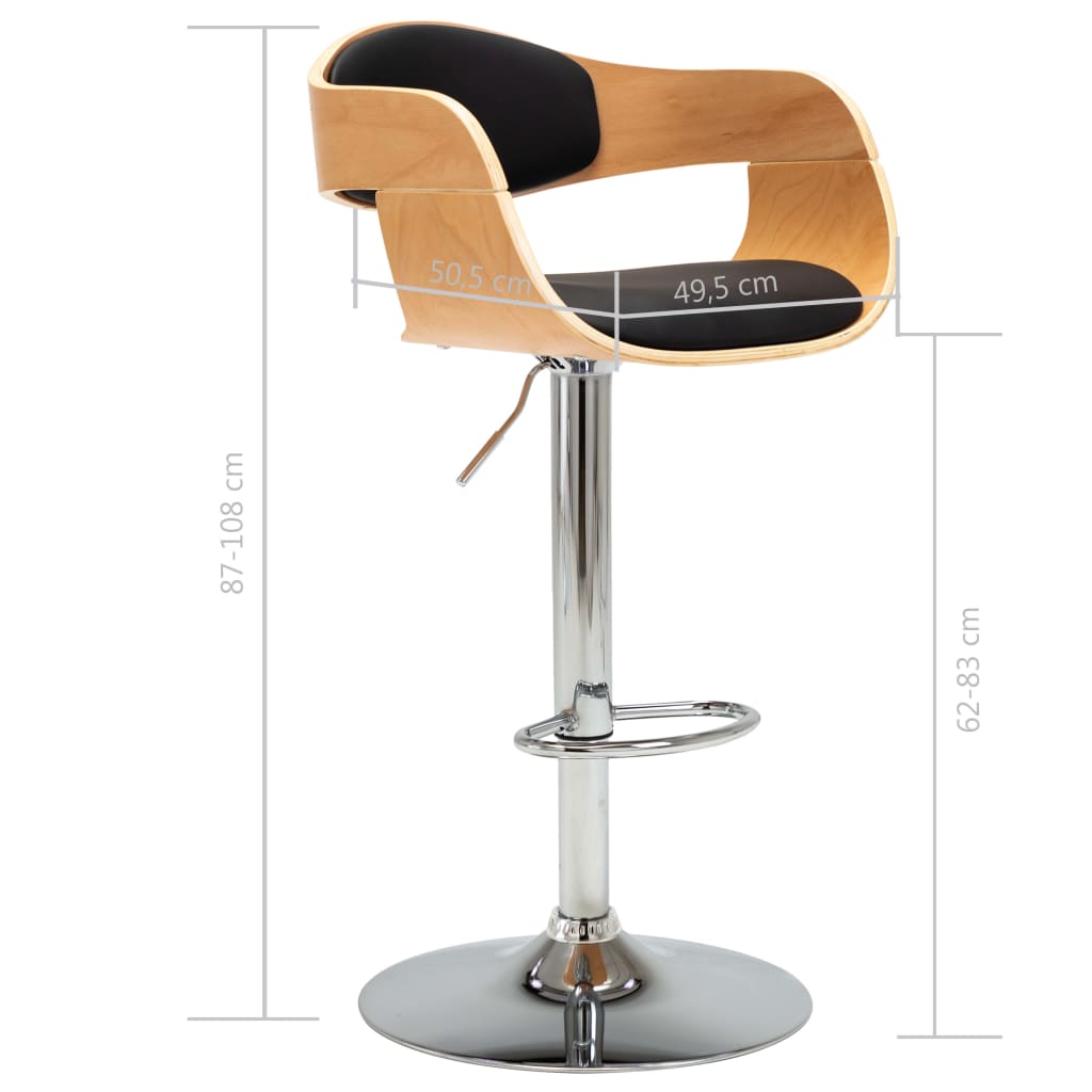 Bancos de bar 2 pcs madeira curvada e couro artificial creme