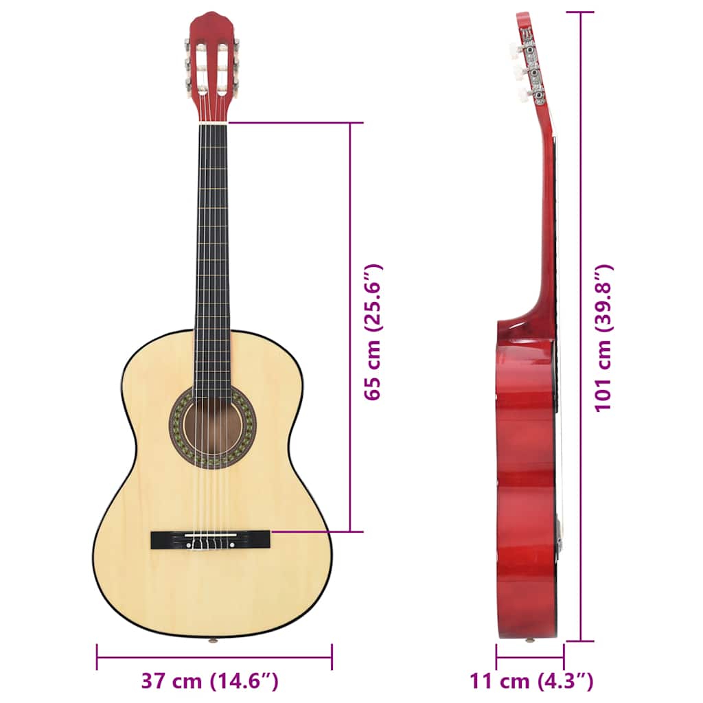 12 peças conjunto de guitarra clássica para iniciantes 4/4 39"