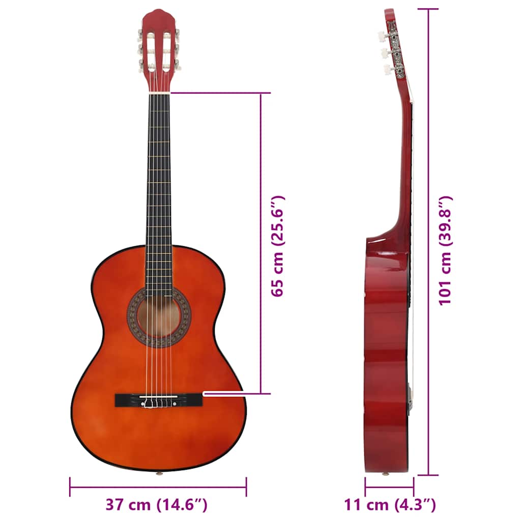 12 peças conjunto de guitarra clássica para iniciantes 4/4 39"