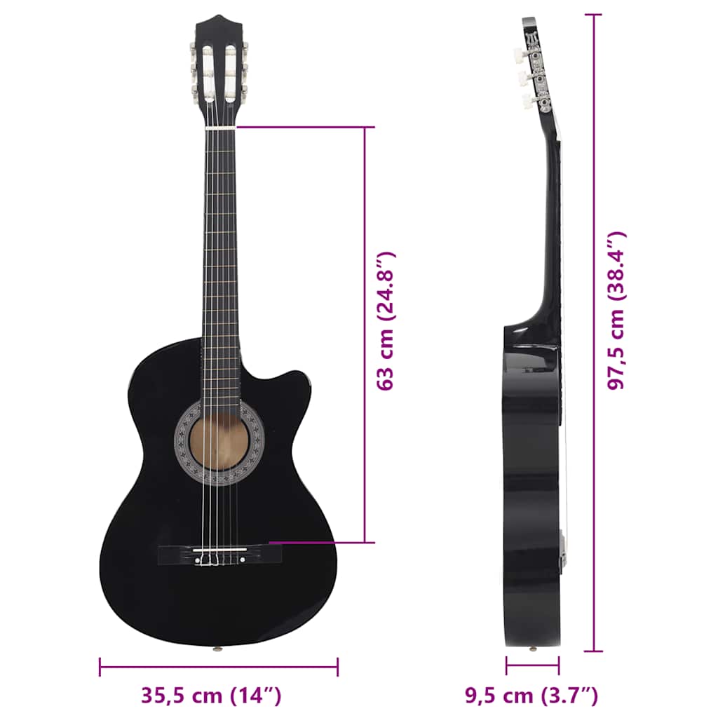 12 pcs conjunto de guitarra clássica com 6 cordas 38" azul