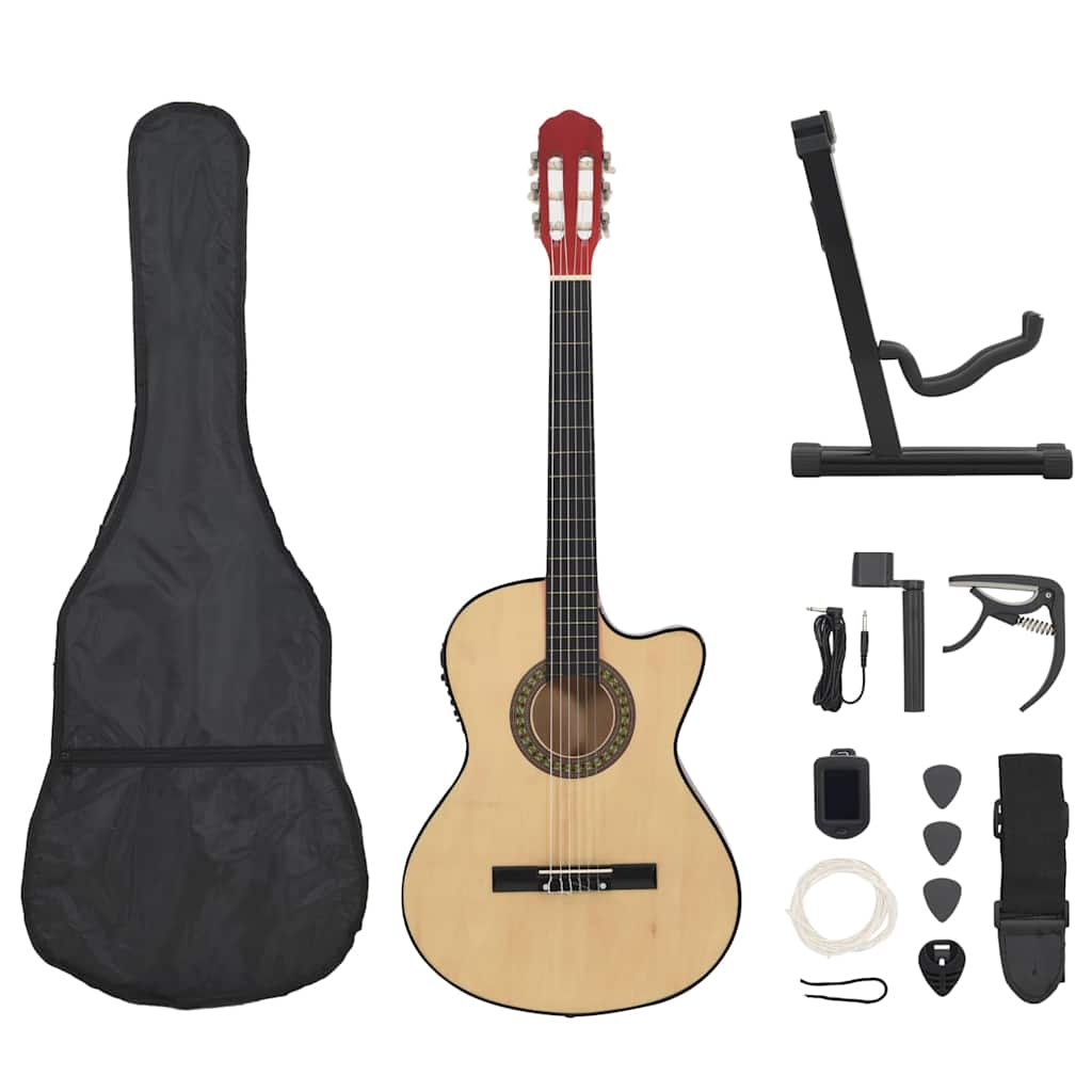 12 pcs conjunto de guitarra com equalizador e 6 cordas preto