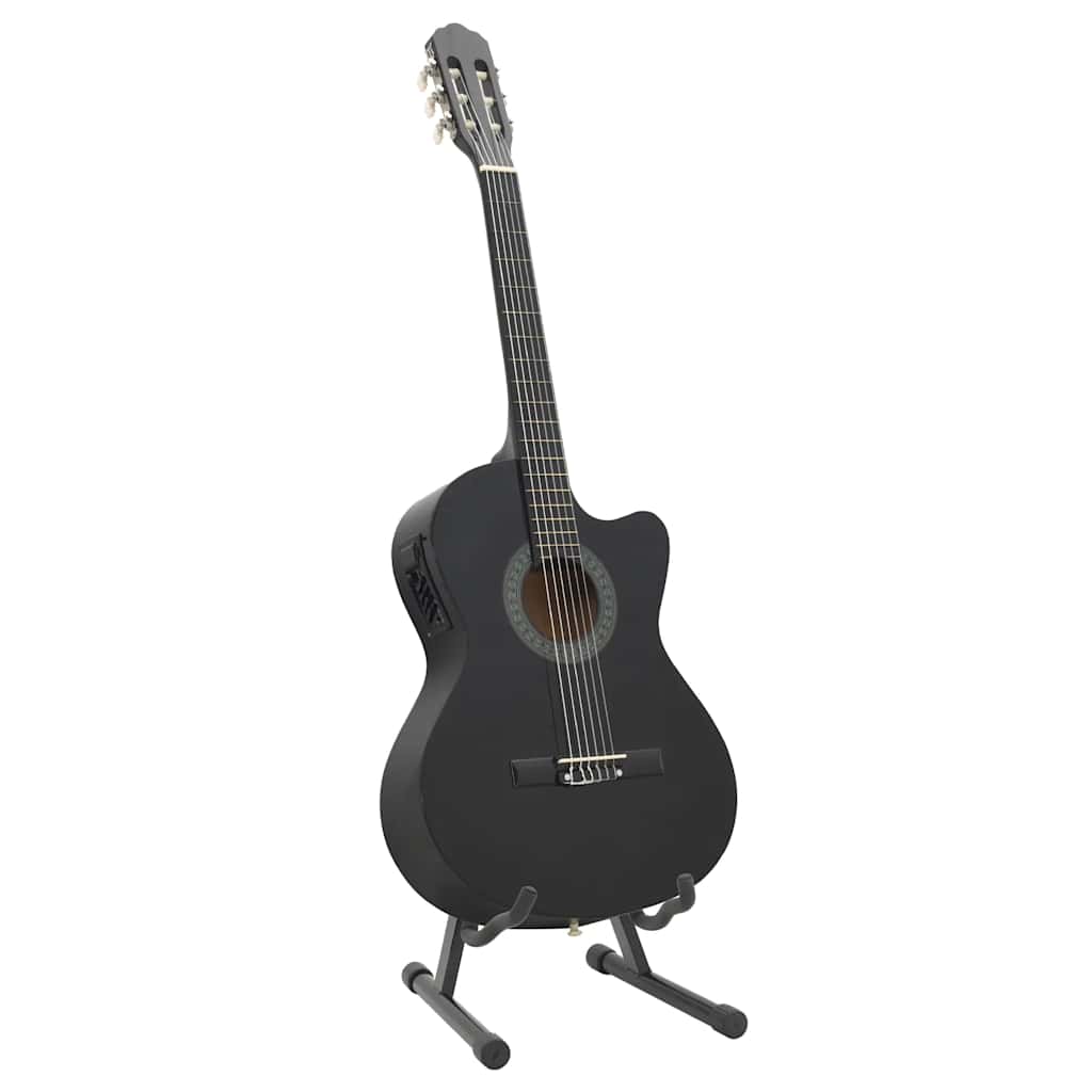 12 pcs conjunto de guitarra com equalizador e 6 cordas preto