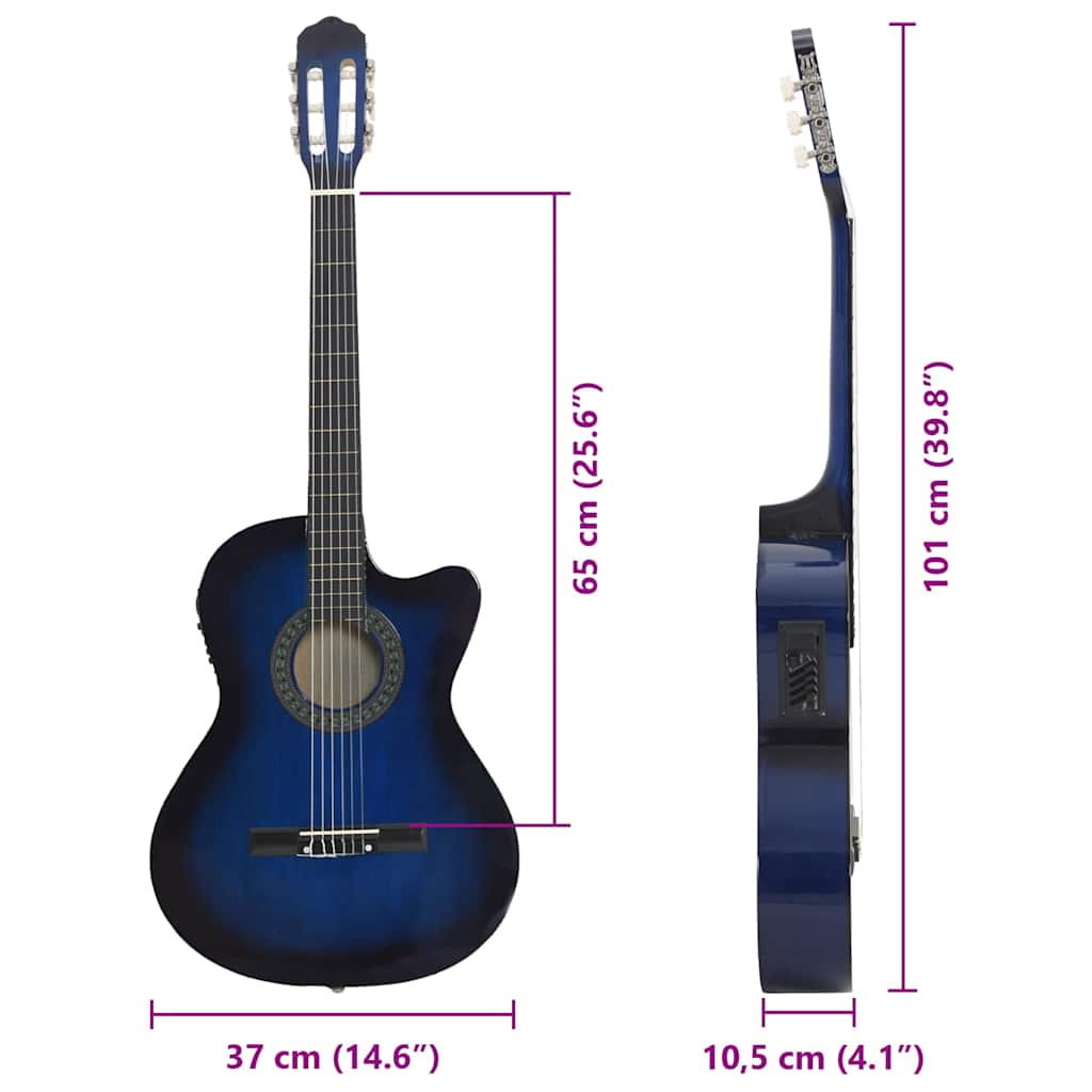 12 pcs conjunto de guitarra com equalizador e 6 cordas preto