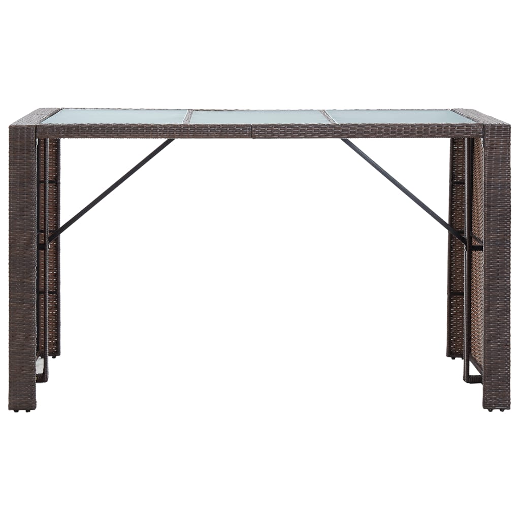 7 pcs conjunto bar para jardim c/ almofadões vime PE castanho