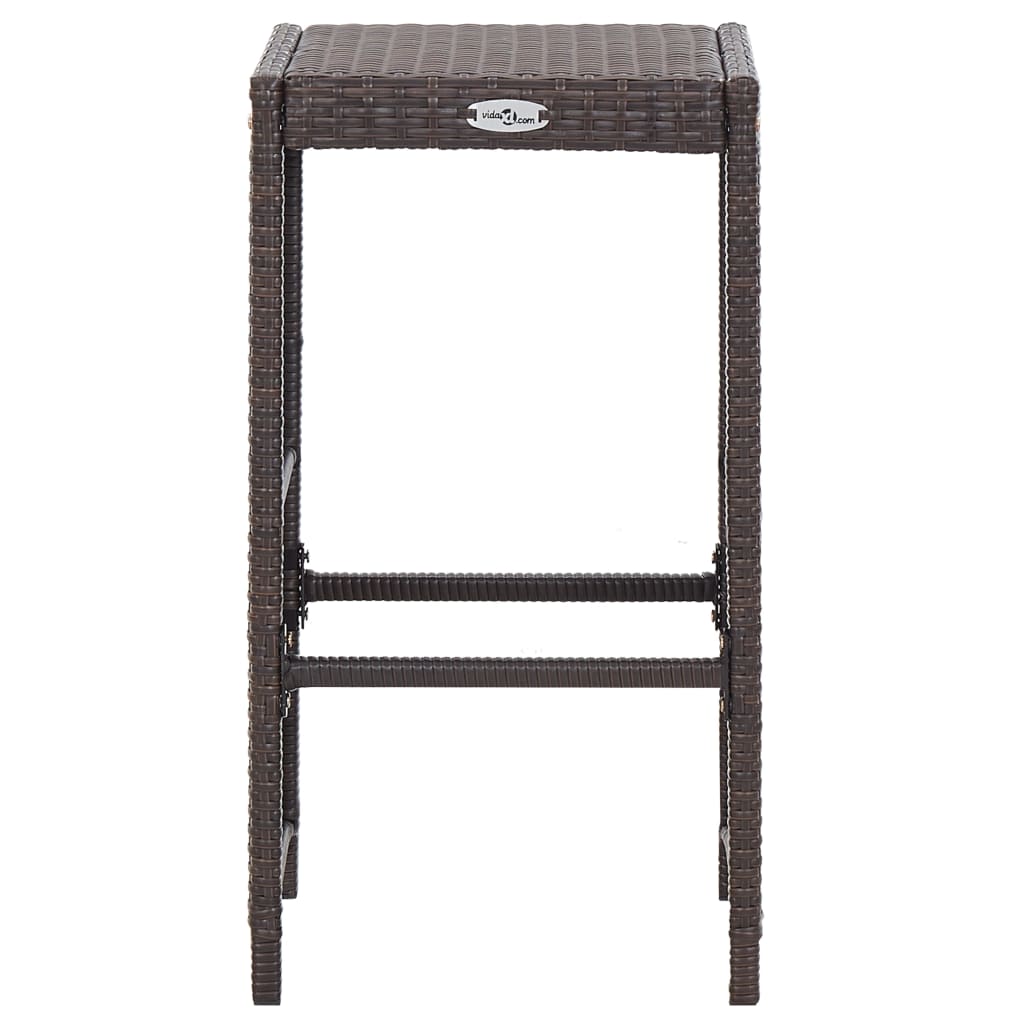 7 pcs conjunto bar para jardim c/ almofadões vime PE castanho