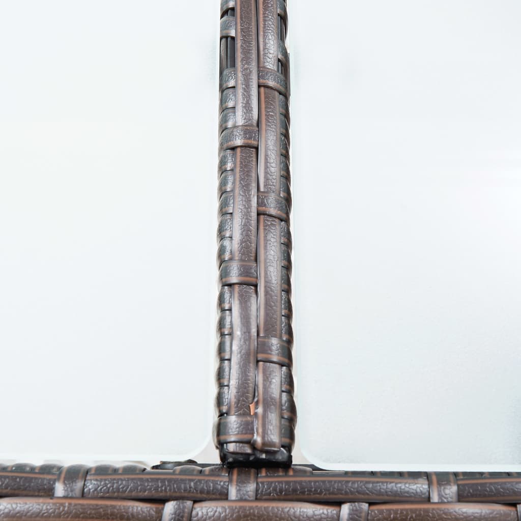 7 pcs conjunto bar para jardim c/ almofadões vime PE castanho