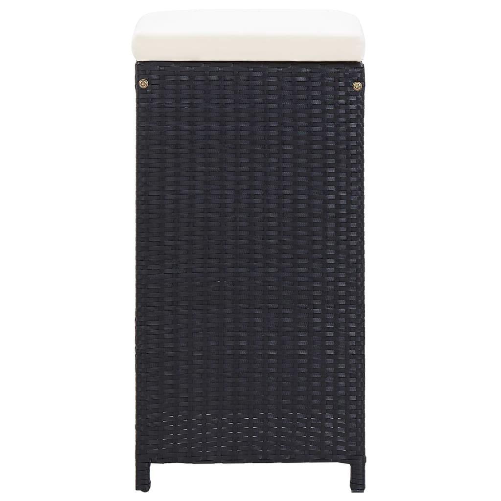 7 pcs conjunto bar para jardim c/ almofadões vime PE preto