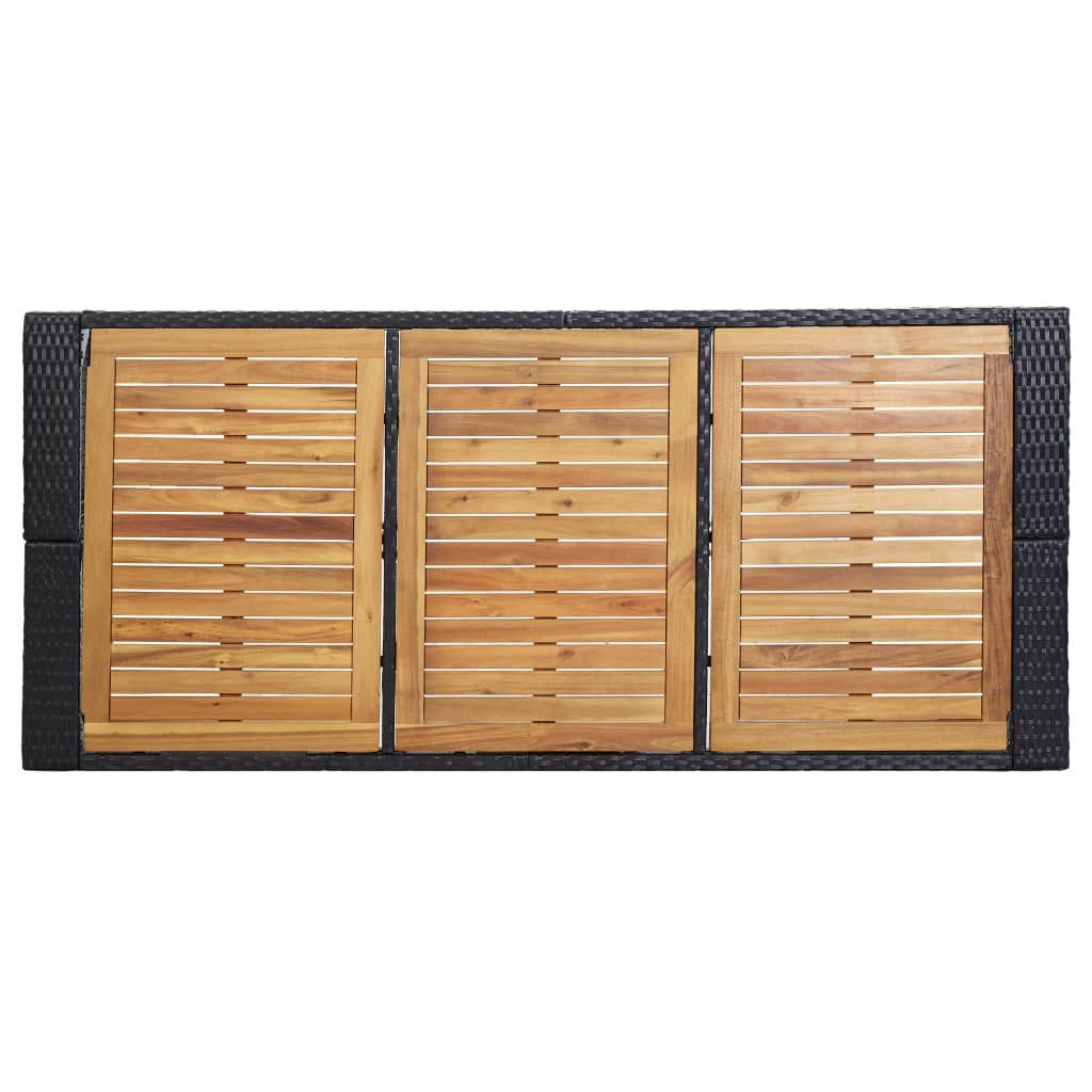 7 pcs conjunto bar exterior com almofadões vime PE preto