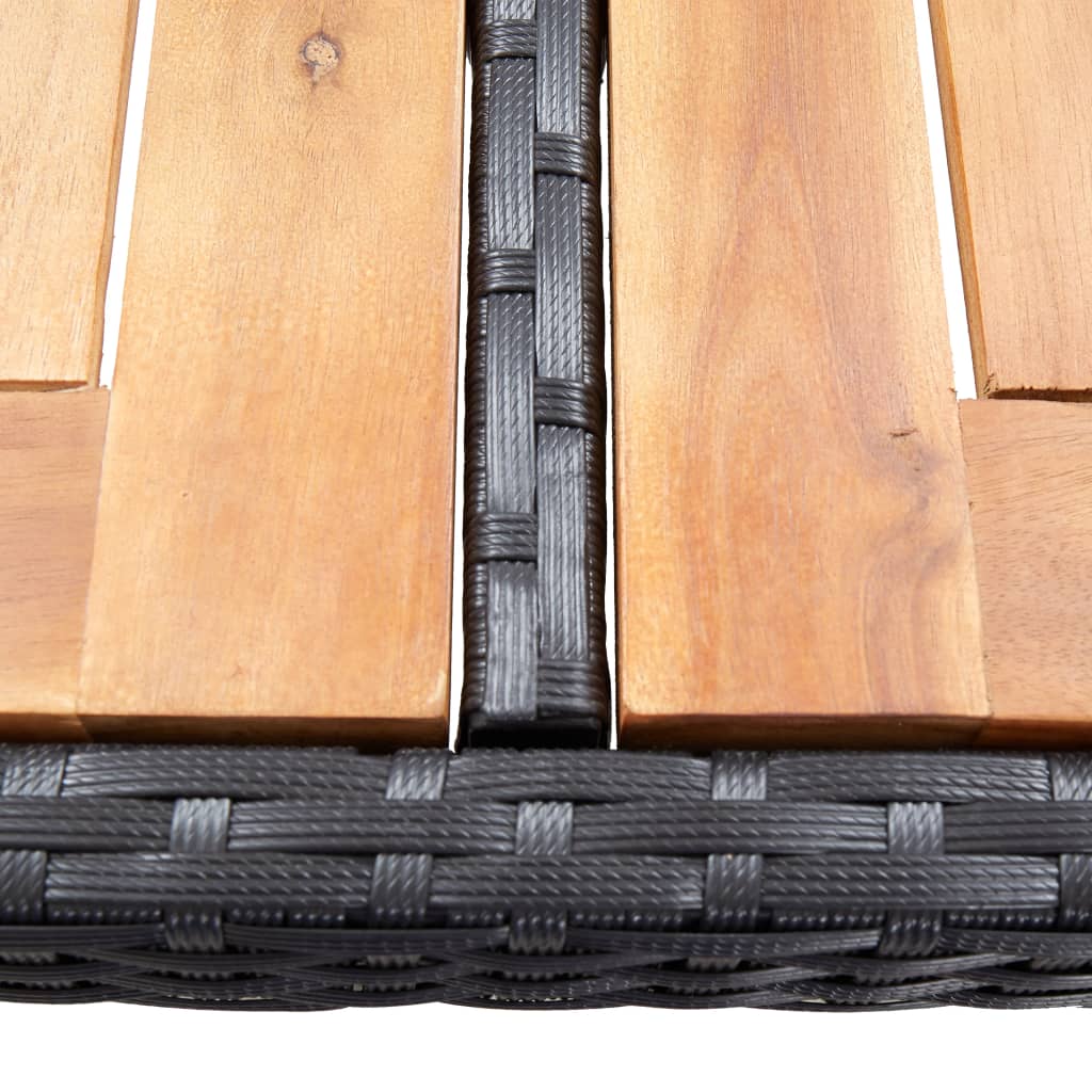 7 pcs conjunto bar exterior com almofadões vime PE preto